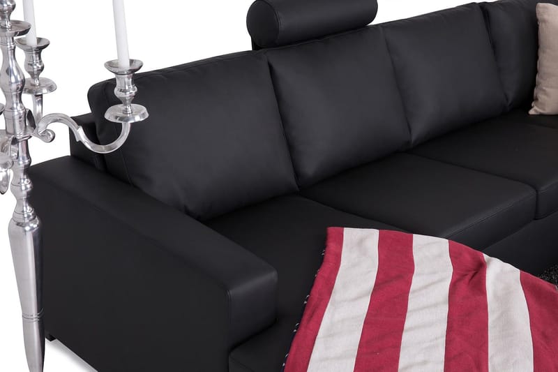 Crazy 6-istuttava Vasenkätinen U-muotoinen Large Kulmasohva Divaanilla Keinonahkalla - Musta - Huonekalut - Sohva - Kulmasohva - Kulmadivaanisohva