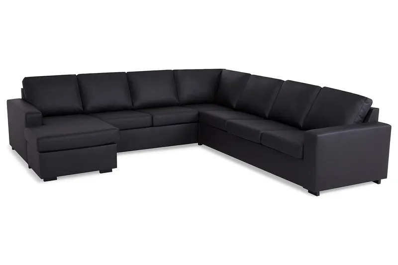Crazy 6-istuttava Vasenkätinen U-muotoinen Large Kulmasohva Divaanilla Keinonahkalla - Musta - Huonekalut - Sohva - Kulmasohva - Kulmadivaanisohva