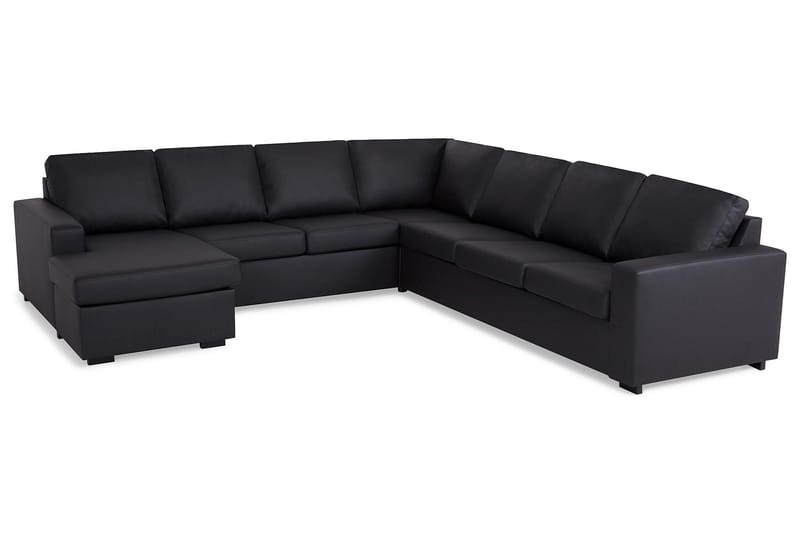Crazy 6-istuttava Vasenkätinen U-muotoinen Large Kulmasohva Divaanilla Keinonahkalla - Musta - Huonekalut - Sohva - Kulmasohva - Kulmadivaanisohva