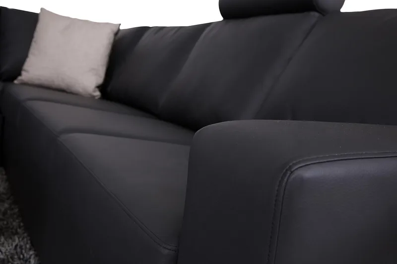 Crazy 6-istuttava Vasenkätinen U-muotoinen Large Kulmasohva Divaanilla Keinonahkalla - Musta - Huonekalut - Sohva - Kulmasohva - Kulmadivaanisohva