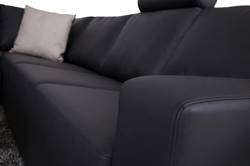 Crazy 6-istuttava Vasenkätinen U-muotoinen Large Kulmasohva Divaanilla Keinonahkalla - Musta - Huonekalut - Sohva - Kulmasohva - Kulmadivaanisohva