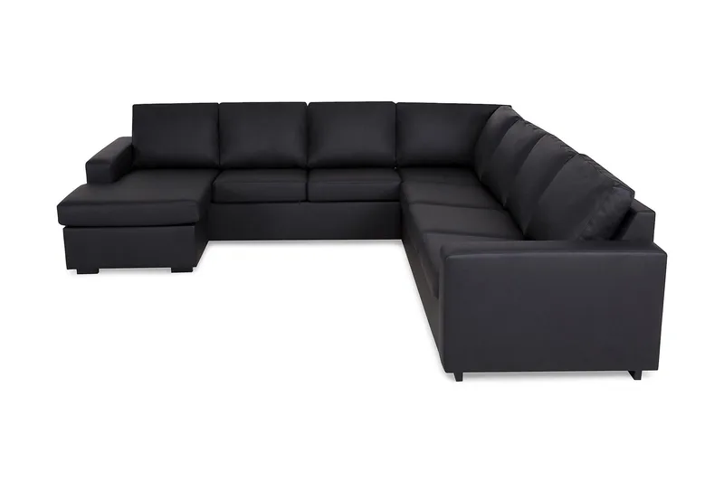Crazy 6-istuttava Vasenkätinen U-muotoinen Large Kulmasohva Divaanilla Keinonahkalla - Musta - Huonekalut - Sohva - Kulmasohva - Kulmadivaanisohva