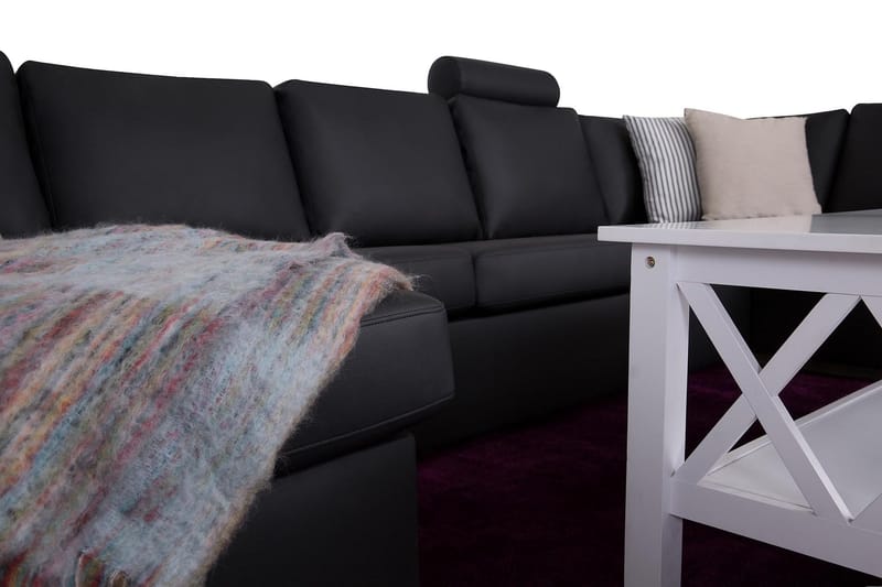 Crazy 6-istuttava Vasenkätinen U-muotoinen X-Large Kulmasohva Divaanilla Keinonahkalla - Musta - Huonekalut - Sohva - Kulmasohva - Kulmadivaanisohva