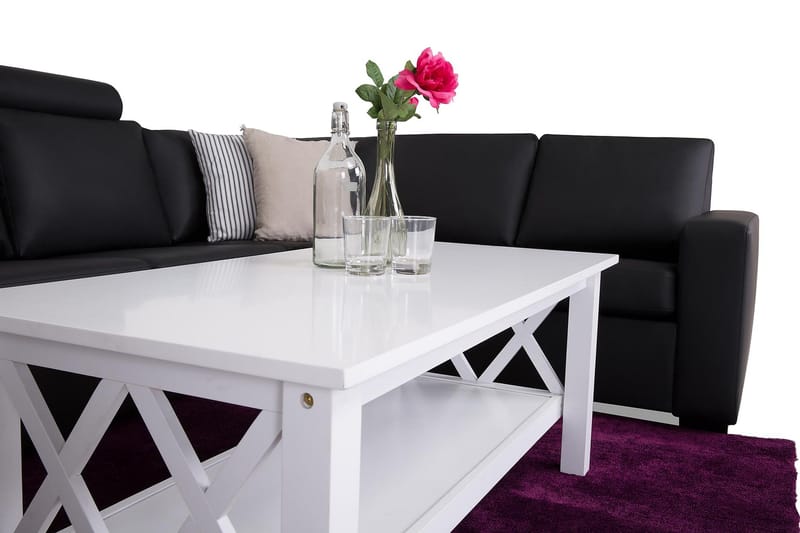 Crazy 6-istuttava Vasenkätinen U-muotoinen X-Large Kulmasohva Divaanilla Keinonahkalla - Musta - Huonekalut - Sohva - Kulmasohva - Kulmadivaanisohva