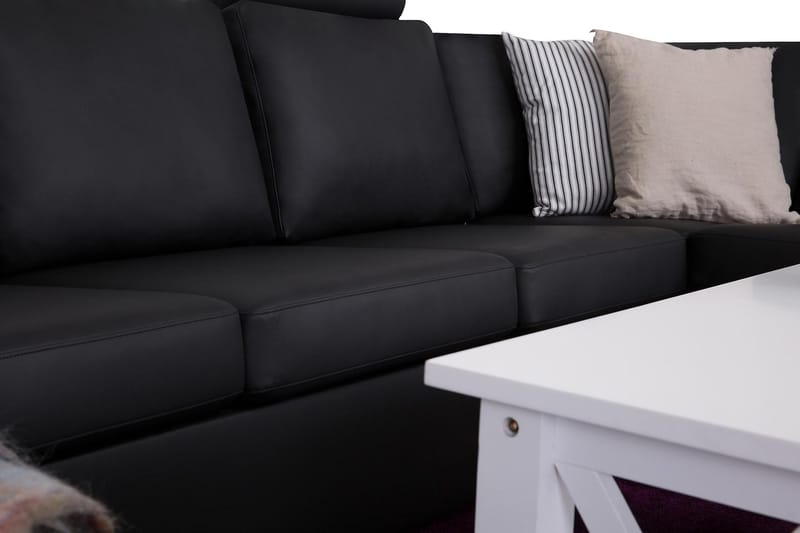 Crazy 6-istuttava Vasenkätinen U-muotoinen X-Large Kulmasohva Divaanilla Keinonahkalla - Musta - Huonekalut - Sohva - Kulmasohva - Kulmadivaanisohva