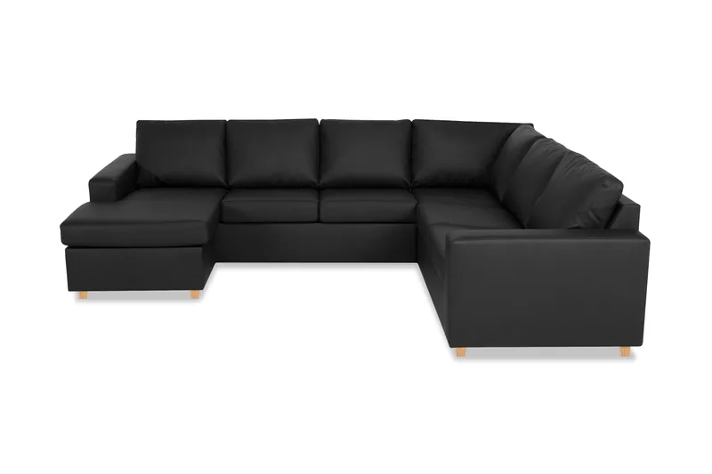 Crazy 6-istuttava Vasenkätinen U-muotoinen X-Large Kulmasohva Divaanilla Keinonahkalla, Musta