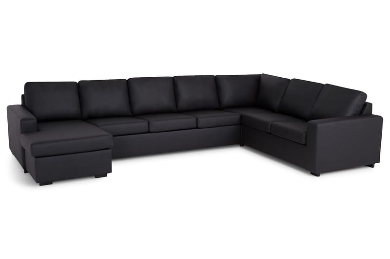 Crazy 6-istuttava Vasenkätinen U-muotoinen X-Large Kulmasohva Divaanilla Keinonahkalla - Musta - Huonekalut - Sohva - Kulmasohva - Kulmadivaanisohva
