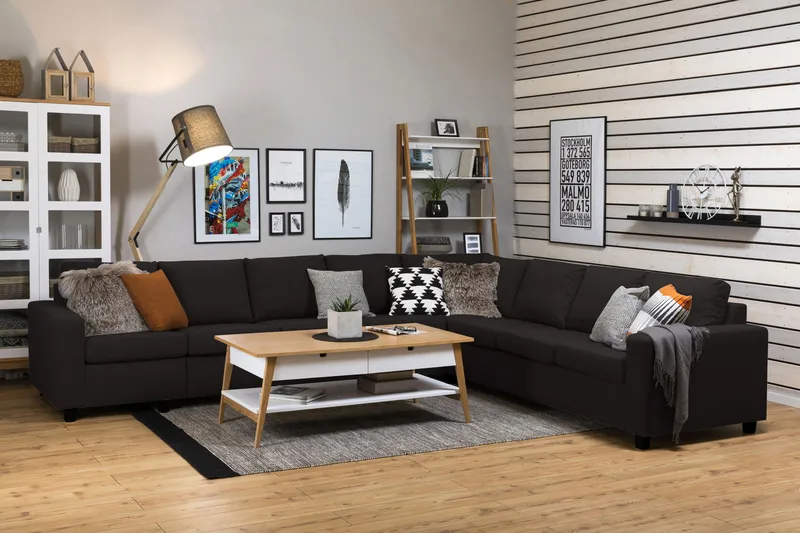 Crazy 7-istuttava Käännettävä L-muotoinen XX-Large Kulmasohva Kankaalla - Antrasiitti - Huonekalut - Sohva - Kulmasohva