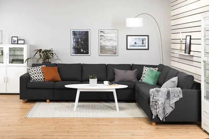 Crazy 7-istuttava Käännettävä L-muotoinen XX-Large Kulmasohva Kankaalla - Antrasiitti - Huonekalut - Sohva - Kulmasohva