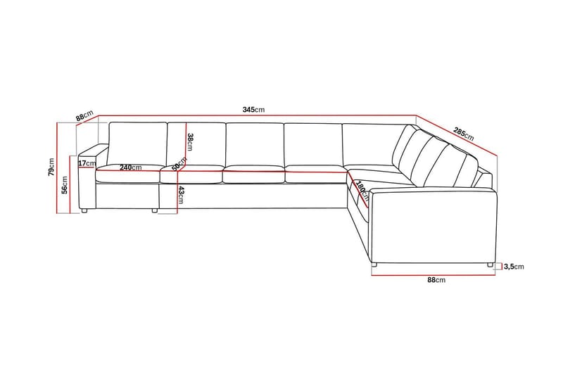 Crazy 7-istuttava Käännettävä L-muotoinen XX-Large Kulmasohva Kankaalla - Antrasiitti - Huonekalut - Sohva - Kulmasohva