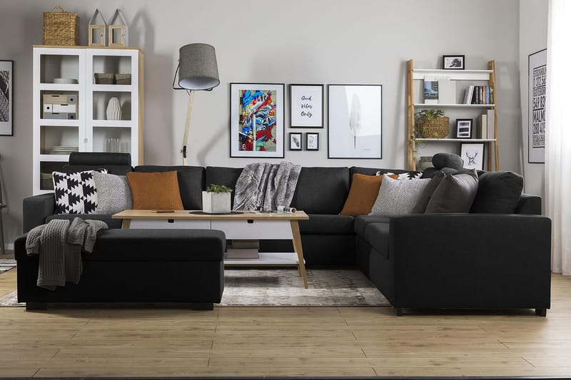 Crazy 7-istuttava Käännettävä L-muotoinen XX-Large Kulmasohva Kankaalla - Antrasiitti - Huonekalut - Sohva - Kulmasohva