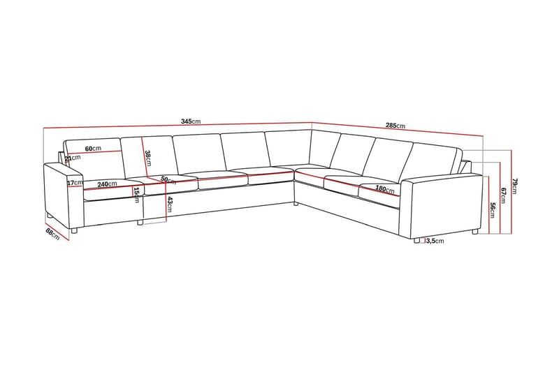 Crazy 7-istuttava Käännettävä L-muotoinen XX-Large Kulmasohva Kankaalla - Antrasiitti - Huonekalut - Sohva - Kulmasohva