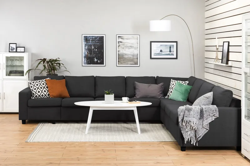 Crazy 7-istuttava Käännettävä L-muotoinen XX-Large Kulmasohva Kankaalla - Antrasiitti - Huonekalut - Sohva - Kulmasohva