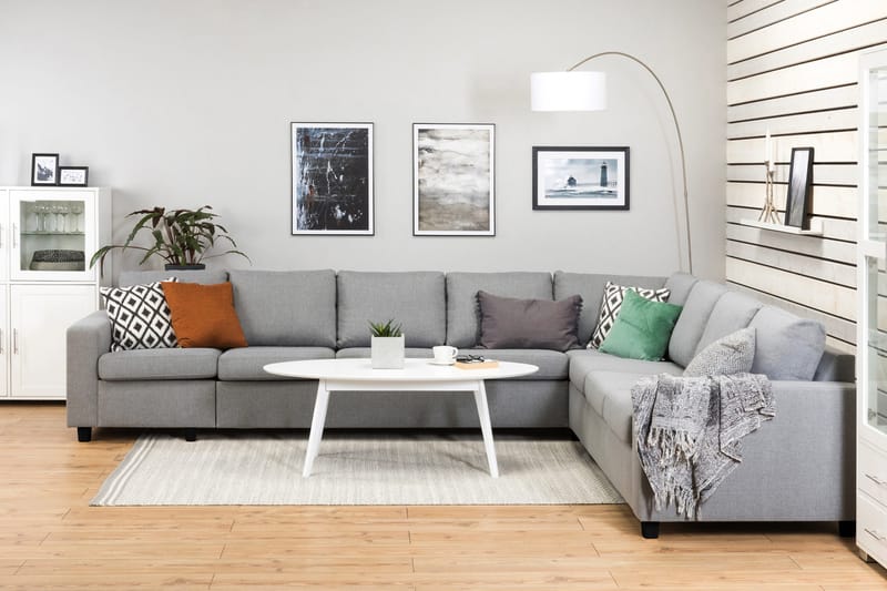 Crazy 7-istuttava Käännettävä L-muotoinen XX-Large Kulmasohva Kankaalla - Harmaa - Huonekalut - Sohva - Kulmasohva