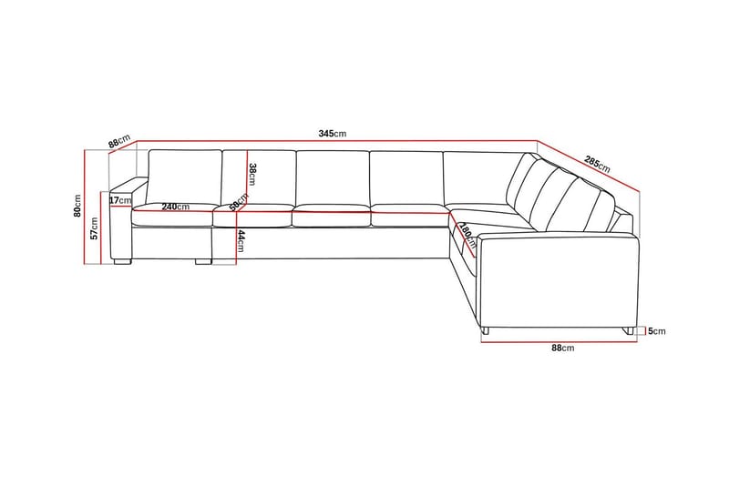 Crazy 7-istuttava Käännettävä L-muotoinen XX-Large Kulmasohva Kankaalla - Harmaa - Huonekalut - Sohva - Kulmasohva