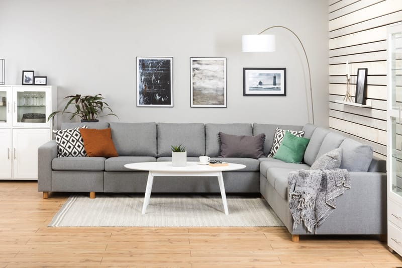 Crazy 7-istuttava Käännettävä L-muotoinen XX-Large Kulmasohva Kankaalla - Harmaa - Huonekalut - Sohva - Kulmasohva