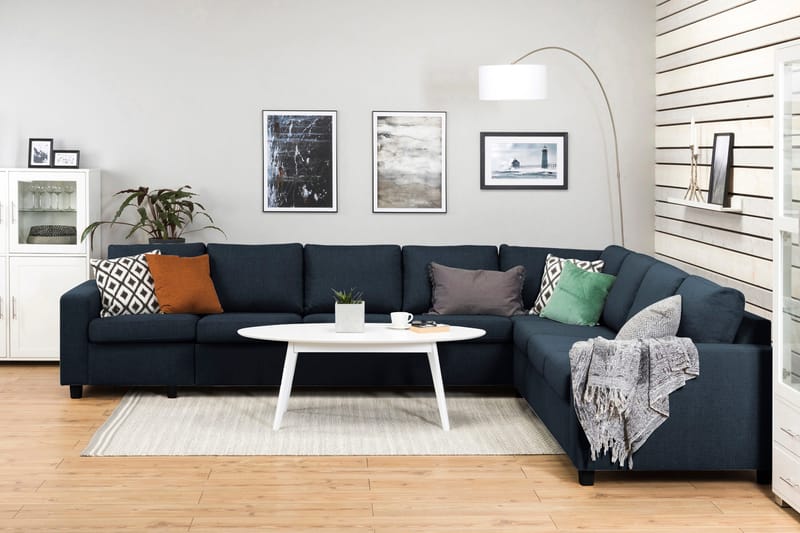 Crazy 7-istuttava Käännettävä L-muotoinen XX-Large Kulmasohva Kankaalla - Sininen - Huonekalut - Sohva - Kulmasohva