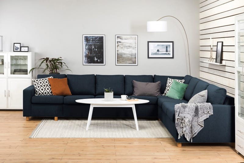 Crazy 7-istuttava Käännettävä L-muotoinen XX-Large Kulmasohva Kankaalla - Sininen - Huonekalut - Sohva - Kulmasohva