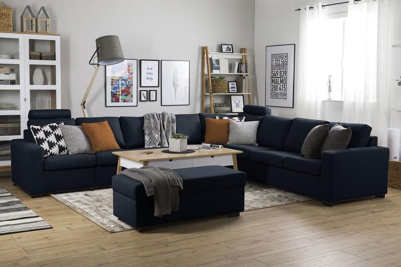 Crazy 7-istuttava Käännettävä L-muotoinen XX-Large Kulmasohva Kankaalla - Sininen - Huonekalut - Sohva - Kulmasohva