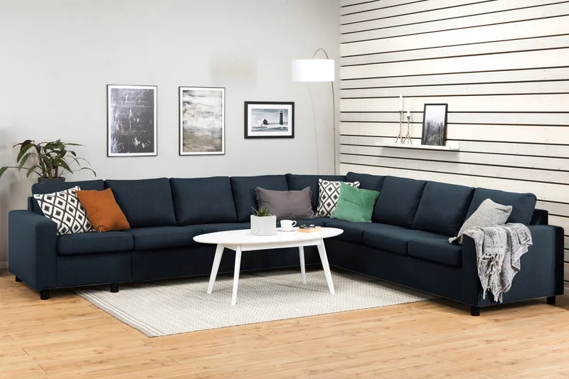 Crazy 7-istuttava Käännettävä L-muotoinen XX-Large Kulmasohva Kankaalla - Sininen - Huonekalut - Sohva - Kulmasohva