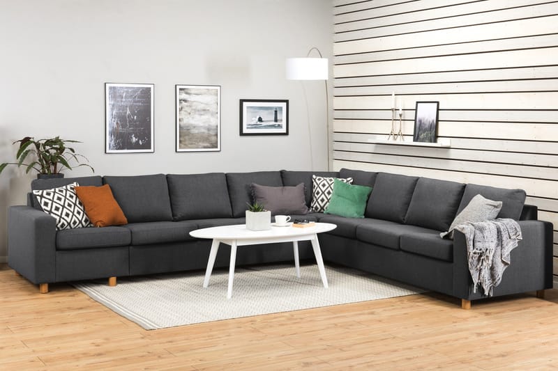 Crazy 7-istuttava Käännettävä L-muotoinen XX-Large Kulmasohva Kankaalla - Tummanharmaa - Huonekalut - Sohva - Kulmasohva