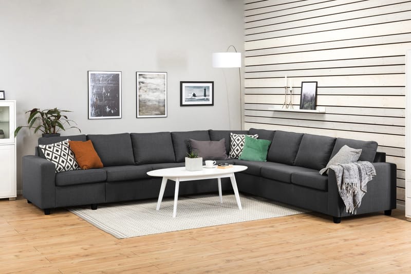 Crazy 7-istuttava Käännettävä L-muotoinen XX-Large Kulmasohva Kankaalla - Tummanharmaa - Huonekalut - Sohva - Kulmasohva