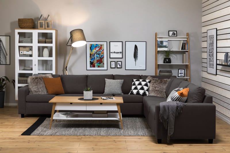 Crazy 7-istuttava Käännettävä L-muotoinen XX-Large Kulmasohva Kankaalla - Tummanharmaa - Huonekalut - Sohva - Kulmasohva