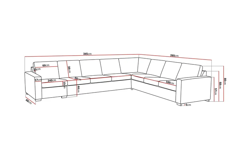 Crazy 7-istuttava Käännettävä L-muotoinen XX-Large Kulmasohva Kankaalla - Tummanharmaa - Huonekalut - Sohva - Kulmasohva