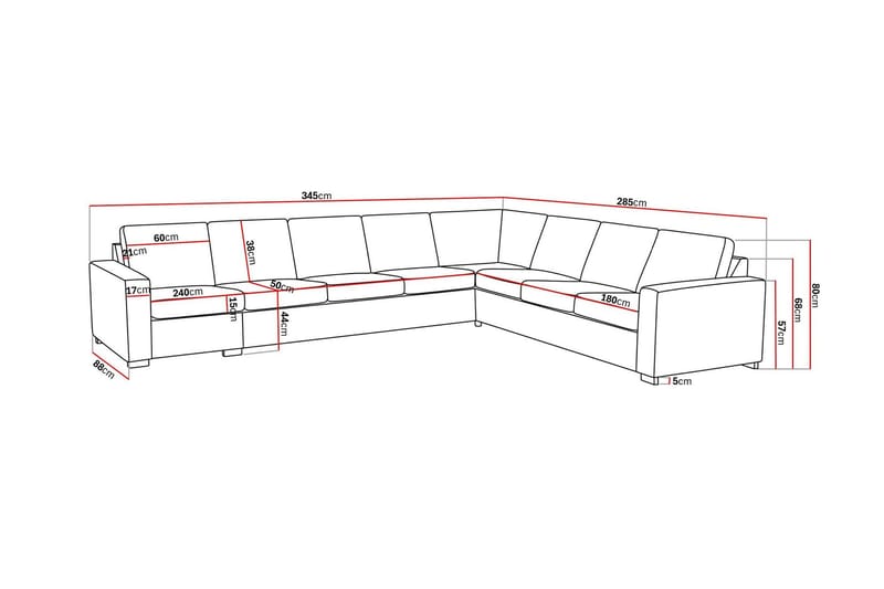 Crazy 7-istuttava Käännettävä L-muotoinen XX-Large Kulmasohva Kankaalla - Tummanharmaa - Huonekalut - Sohva - Kulmasohva