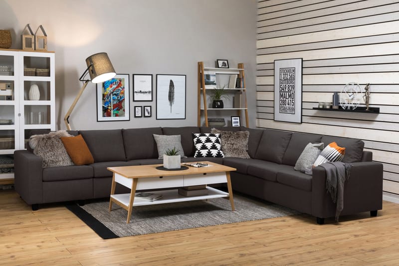 Crazy 7-istuttava Käännettävä L-muotoinen XX-Large Kulmasohva Kankaalla - Tummanharmaa - Huonekalut - Sohva - Kulmasohva