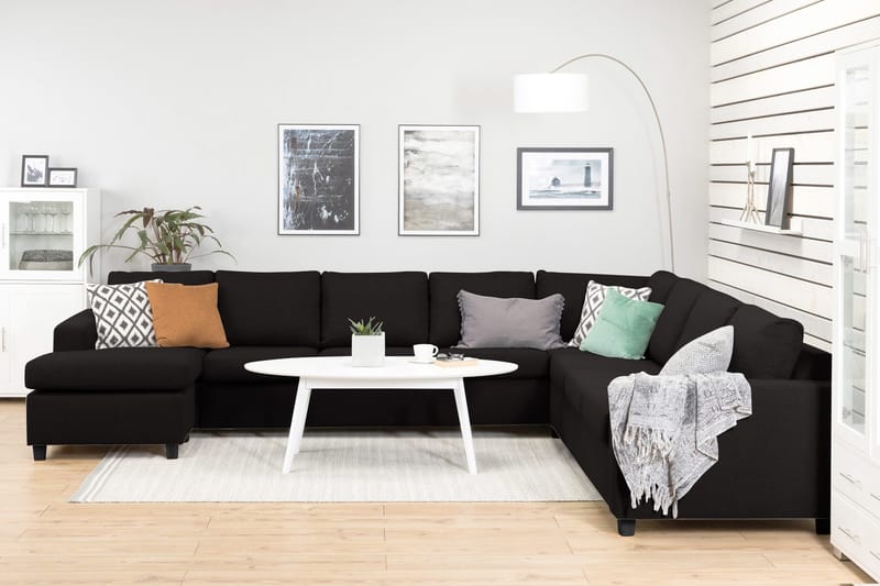 Crazy 7-istuttava Käännettävä U-muotoinen XX-Large Kulmasohva Divaanilla Kankaalla - Tummanharmaa / Antrasiitti - Huonekalut - Sohva - Kulmasohva - Kulmadivaanisohva