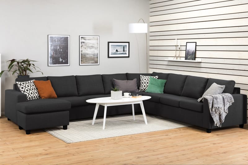 Crazy 7-istuttava Käännettävä U-muotoinen XX-Large Kulmasohva Divaanilla Kankaalla - Tummanharmaa / Antrasiitti - Huonekalut - Sohva - Kulmasohva - Kulmadivaanisohva