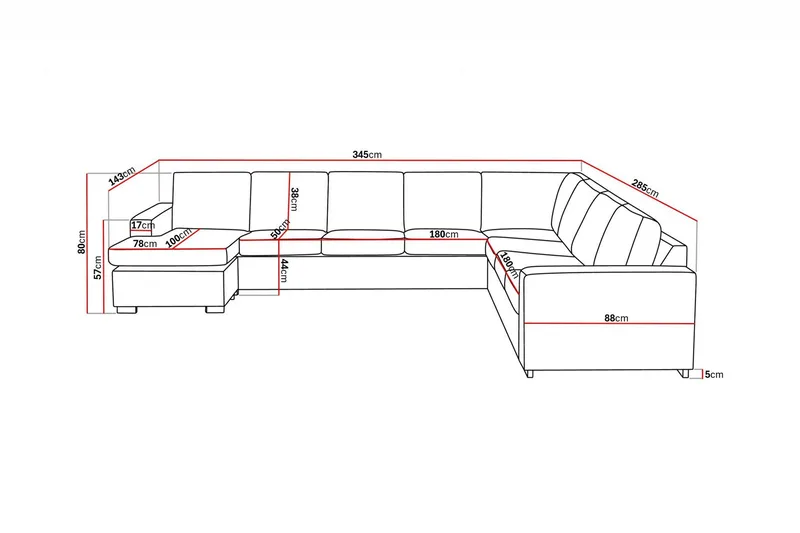 Crazy 7-istuttava Käännettävä U-muotoinen XX-Large Kulmasohva Divaanilla Keinonahkalla - Musta - Huonekalut - Sohva - Kulmasohva - Kulmadivaanisohva