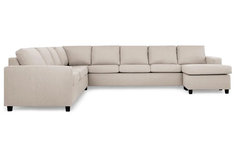 Crazy 7-istuttava oikeakätinen U-muotoinen XX-Large-kulmasohva divaanilla, kangasta - Beige - Huonekalut - Sohva - Kulmasohva - Kulmadivaanisohva