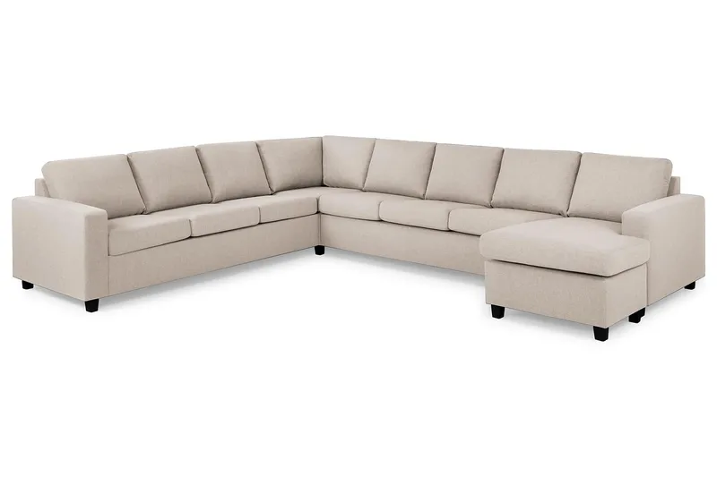 Crazy 7-istuttava oikeakätinen U-muotoinen XX-Large-kulmasohva divaanilla, kangasta - Beige - Huonekalut - Sohva - Kulmasohva - Kulmadivaanisohva