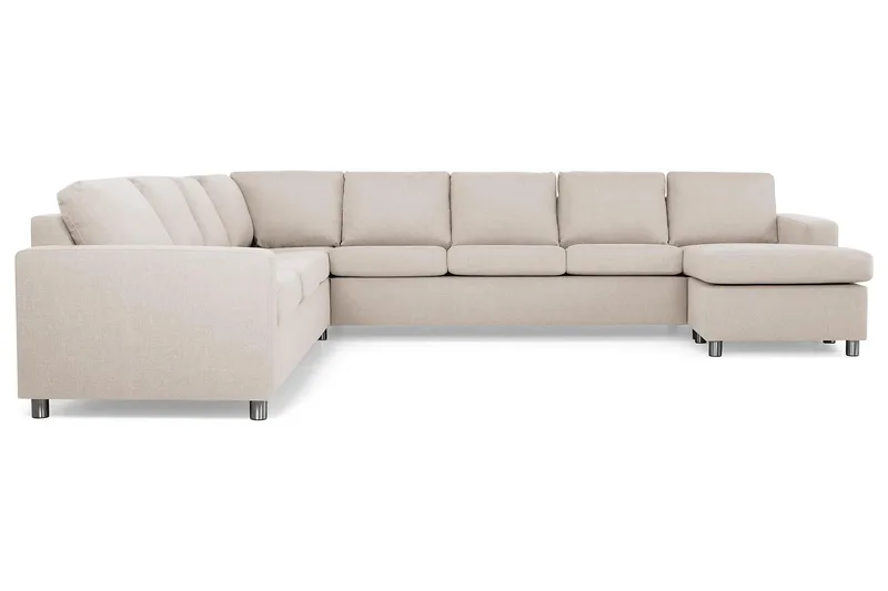 Crazy 7-istuttava oikeakätinen U-muotoinen XX-Large-kulmasohva divaanilla, kangasta - Beige - Huonekalut - Sohva - Kulmasohva - Kulmadivaanisohva