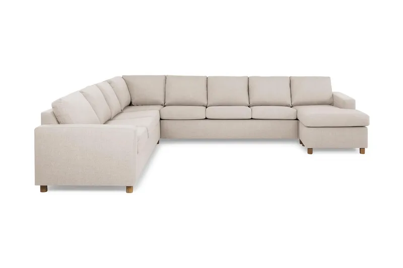 Crazy 7-istuttava oikeakätinen U-muotoinen XX-Large-kulmasohva divaanilla, kangasta, Beige
