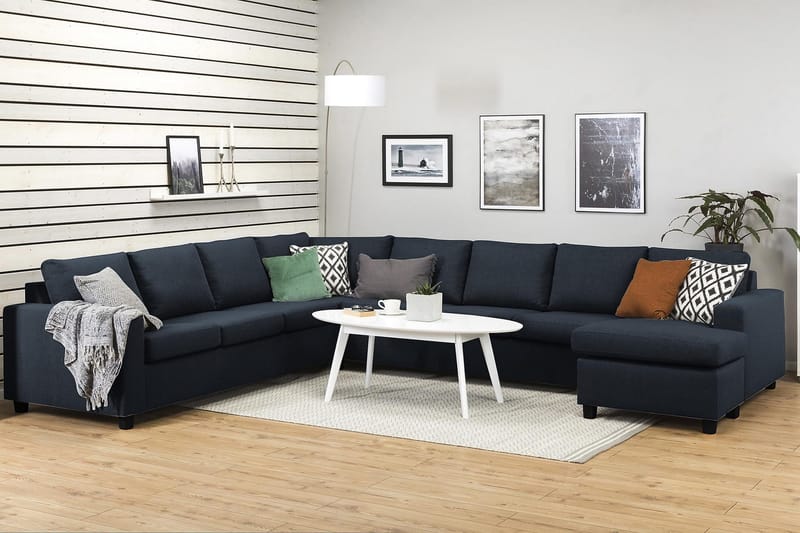 Crazy 7-istuttava Oikeakätinen U-muotoinen XX-Large Kulmasohva Divaanilla Kankaalla - Sininen - Huonekalut - Sohva - Kulmasohva - Kulmadivaanisohva