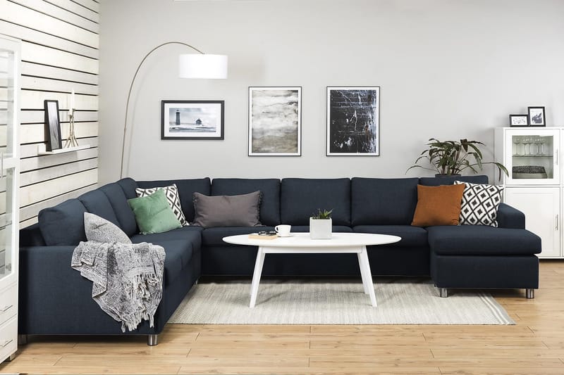 Crazy 7-istuttava Oikeakätinen U-muotoinen XX-Large Kulmasohva Divaanilla Kankaalla - Sininen - Huonekalut - Sohva - Kulmasohva - Kulmadivaanisohva