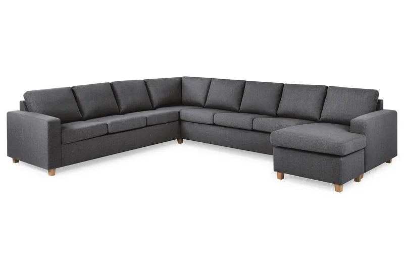 Crazy 7-istuttava Oikeakätinen U-muotoinen XX-Large Kulmasohva Divaanilla Kankaalla - Tummanharmaa - Huonekalut - Sohva - Kulmasohva - Kulmadivaanisohva