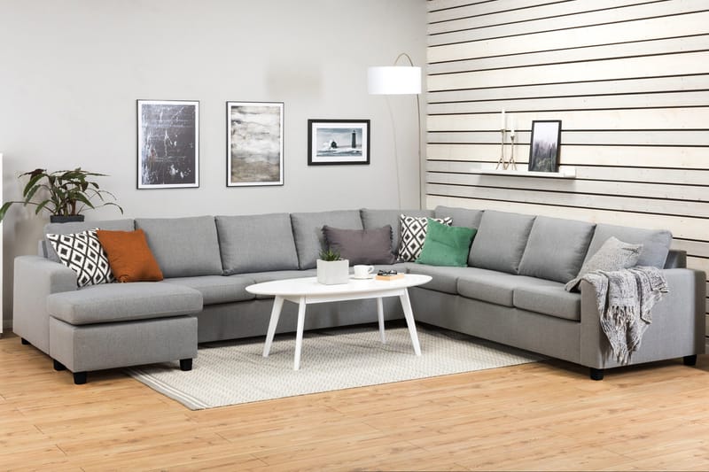 Crazy 7-istuttava Vasenkätinen U-muotoinen XX-Large Kulmasohva Divaanilla Kankaalla - Harmaa - Huonekalut - Sohva - Kulmasohva - Kulmadivaanisohva