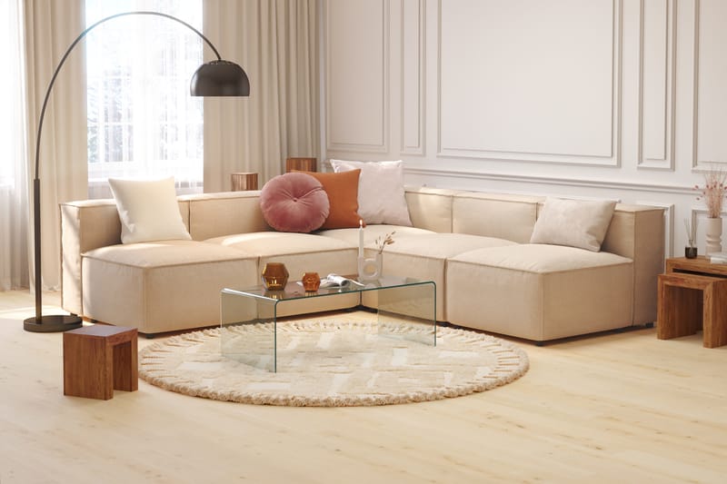 Cubo 5-istuttava L-muotoinen Syvä Modulaarikulmasohva Kankaalla - Beige - Huonekalut - Sohva - Kulmasohva