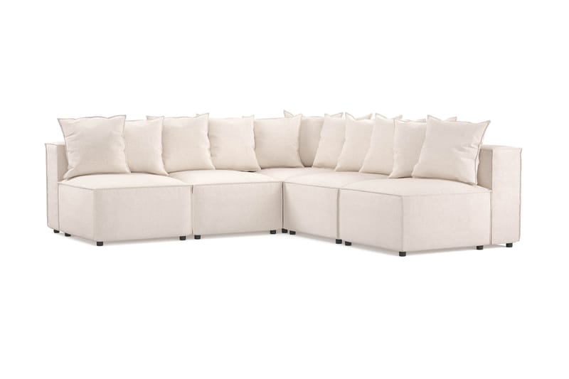 Cubo 5-istuttava L-muotoinen Syvä Modulaarikulmasohva Kankaalla - Beige - Huonekalut - Sohva - Kulmasohva