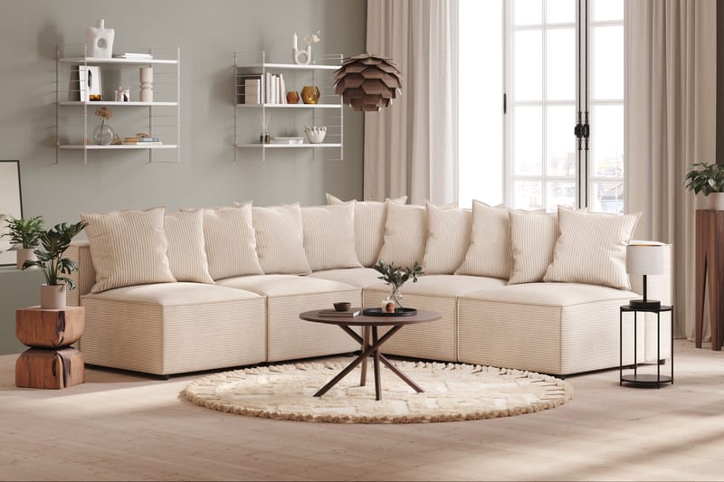 Cubo 5-istuttava L-muotoinen Syvä Modulaarikulmasohva Manchester-kankaalla - Beige - Huonekalut - Sohva - Kulmasohva