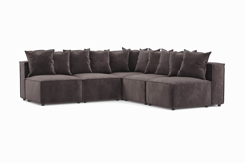 Cubo 5-istuttava L-muotoinen Syvä Modulaarikulmasohva Sametilla - Tummanharmaa - Huonekalut - Sohva - Kulmasohva