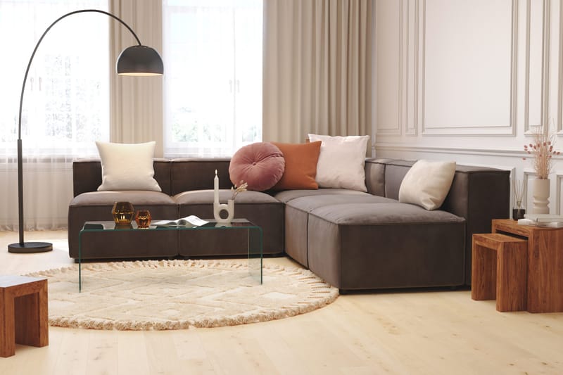 Cubo 5-istuttava L-muotoinen Syvä Modulaarikulmasohva Sametilla - Tummanharmaa - Huonekalut - Sohva - Kulmasohva