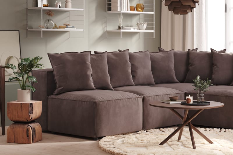 Cubo 5-istuttava L-muotoinen Syvä Modulaarikulmasohva Sametilla - Tummanharmaa - Huonekalut - Sohva - Kulmasohva