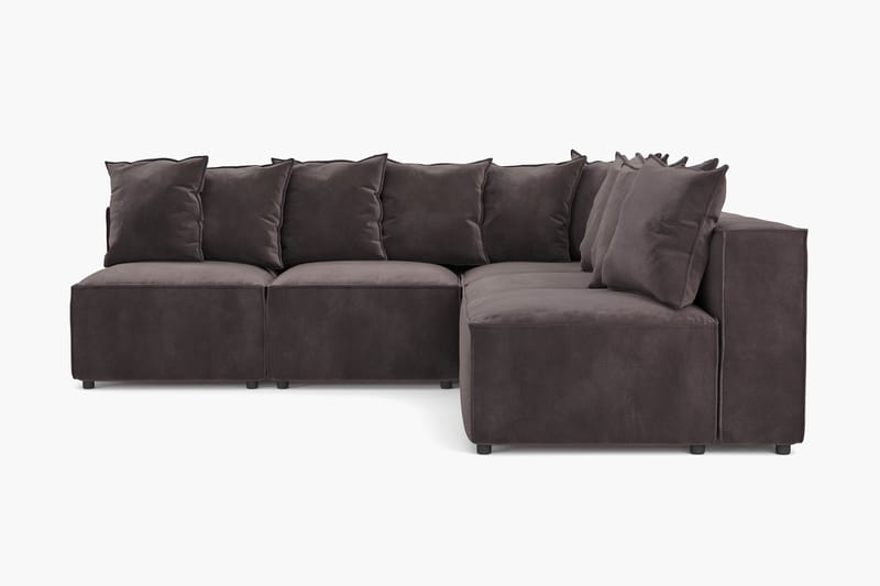 Cubo 5-istuttava L-muotoinen Syvä Modulaarikulmasohva Sametilla - Tummanharmaa - Huonekalut - Sohva - Kulmasohva