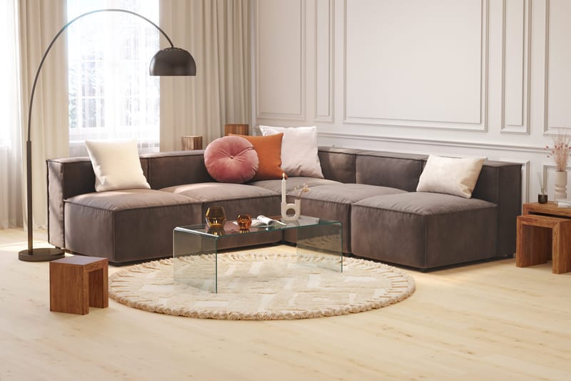 Cubo 5-istuttava L-muotoinen Syvä Modulaarikulmasohva Sametilla - Tummanharmaa - Huonekalut - Sohva - Kulmasohva