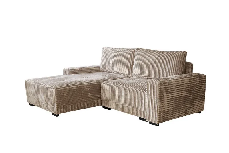 Denegal 3-istuttava vasemmanpuoleinen divaanisohva 237 cm säilytystilalla samettia, Beige